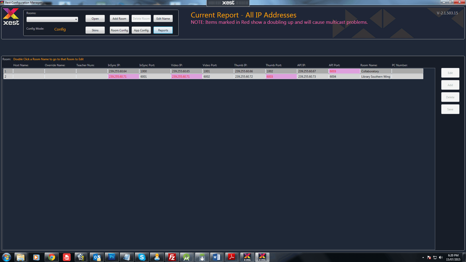 Xest Configuration Manager Reports Conflicts