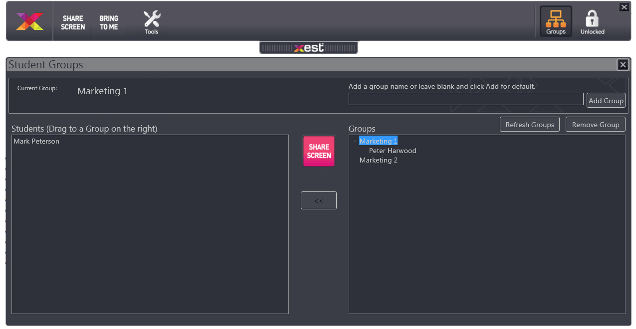 Xest Groups Share Screen